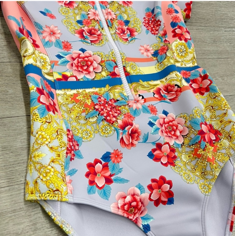 NWT Johnny Was Japer Neoprene One Piece Swimsuit Floral print New NWT M Medium - Picture 5 of 10